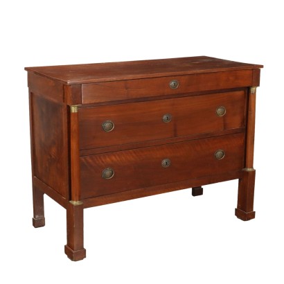 Antique Chest of Drawers Empire Walnut 3 Drawers Italy XIX Century