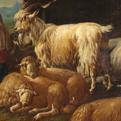 PAINTING WITH FIGURES AND HERD, Landscape Painting with Shepherds and Herds