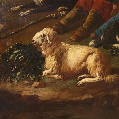 PAINTING WITH FIGURES AND HERD, Landscape Painting with Shepherds and Herds