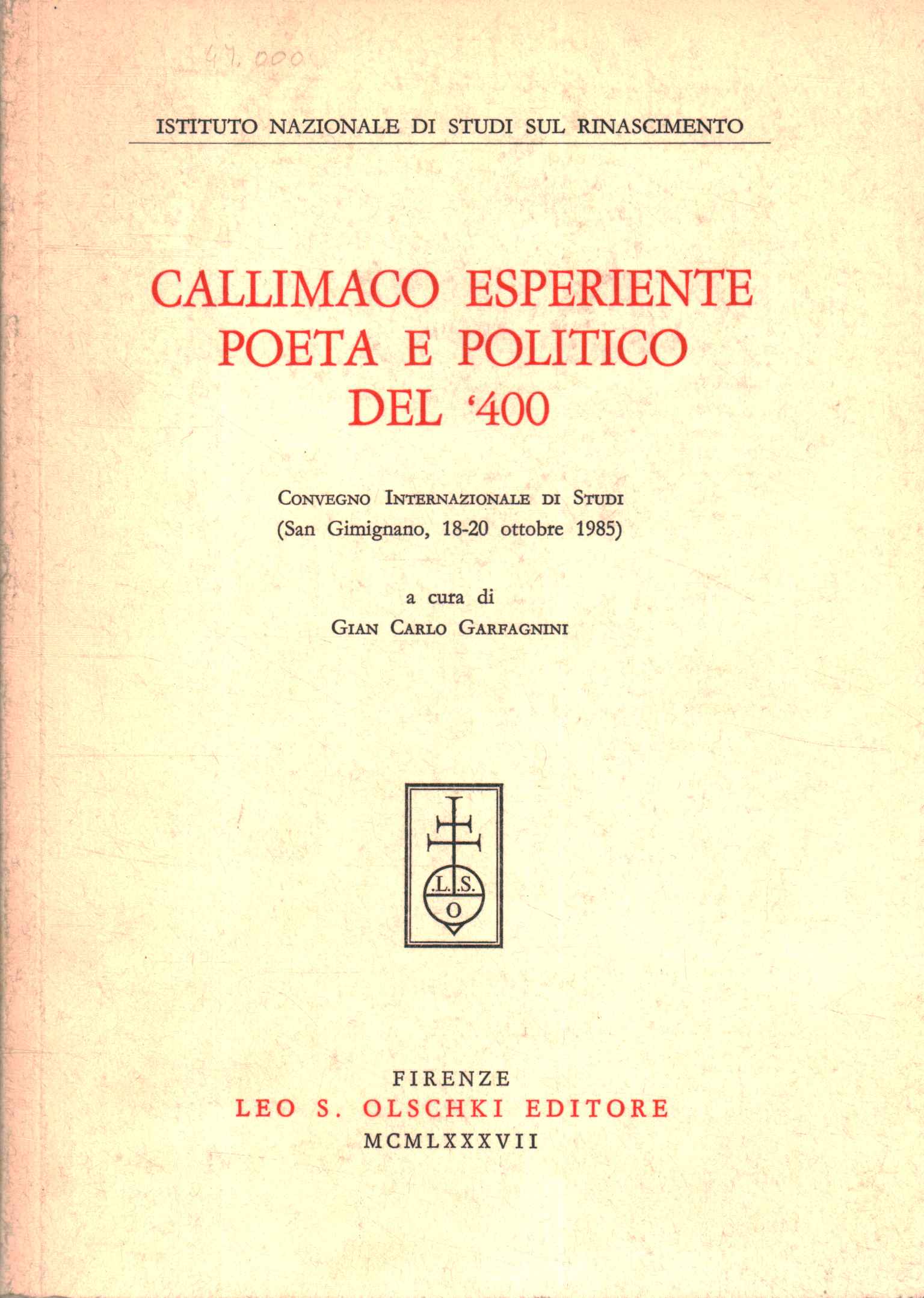 Callimaco Poeta y político experimentado.