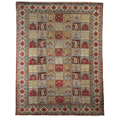 Antique Kum Carpet Cotton Wool Thin Knot Iran 128 x 100 In