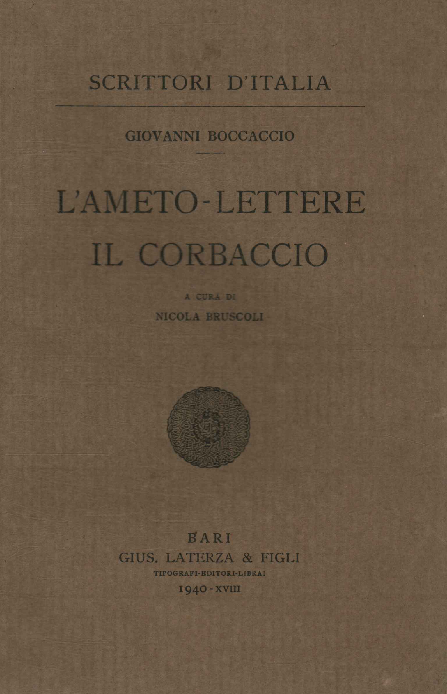 L'ameto. Lettere. Il corbacco,L'ameto. Lettere. Il corbaccio