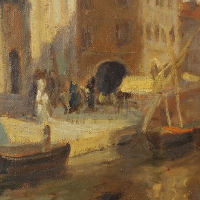 Peinture d'Emil Lindenfeld,Bateaux sur le canal,Emil Lindenfeld,Emil Lindenfeld,Emil Lindenfeld,Emil Lindenfeld