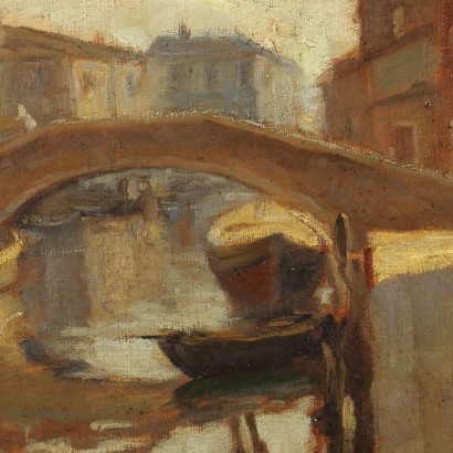 Peinture d'Emil Lindenfeld,Bateaux sur le canal,Emil Lindenfeld,Emil Lindenfeld,Emil Lindenfeld,Emil Lindenfeld