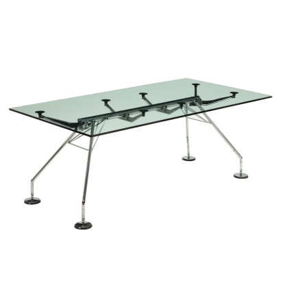 Tecno Nomos Table Vintage Design Norman Foster Glass Metal