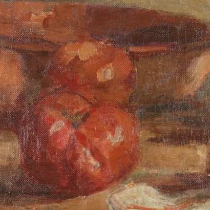 Pintura de Domenico De Bernardi,Composición con pan y tomates,Domenico De Bernardi,Domenico De Bernardi,Domenico De Bernardi