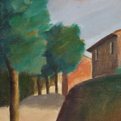 Peinture de Nino Tirinnanzi,Paysage avec fermes,Nino Giovanni Tirinnanzi,Nino Giovanni Tirinnanzi,Peinture de Nino Tirinnanzi,Nino Giovanni Tirinnanzi