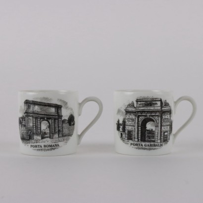 Seis tazas de café Piero Fornasetti,Piero Fornasetti,Piero Fornasetti,Piero Fornasetti,Piero Fornasetti,Piero Fornasetti