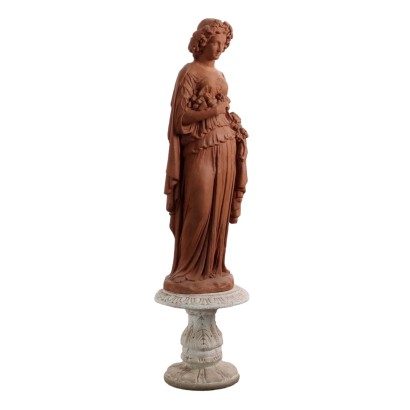 Antique Sculpture Allegory of Autumn Terracotta Italy XX Century