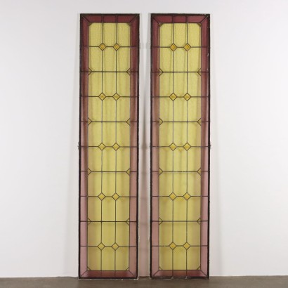 Pair of stained glass windows, Pair of Art Nouveau stained glass windows