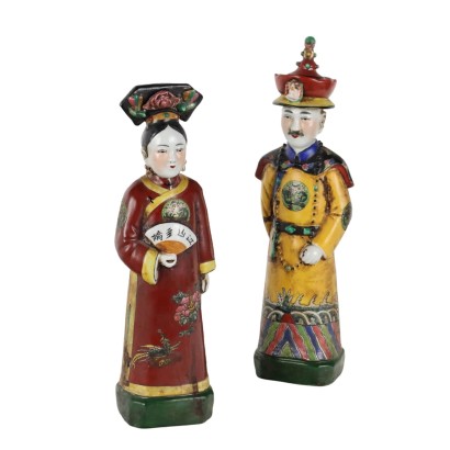 Figurines Anciennes Porcelaine Empereur et Femme XXe Siècle