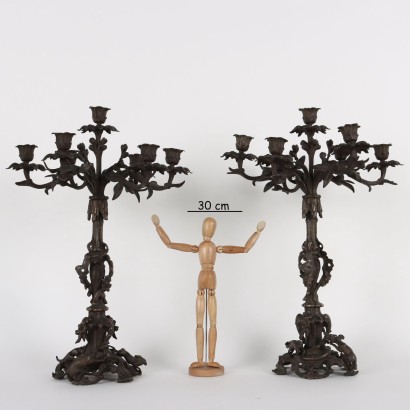 Pair of Bronze Candelabra