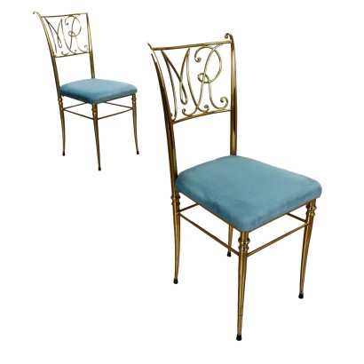 Vintage Chairs Brass Foam Italy 1950s-1960s