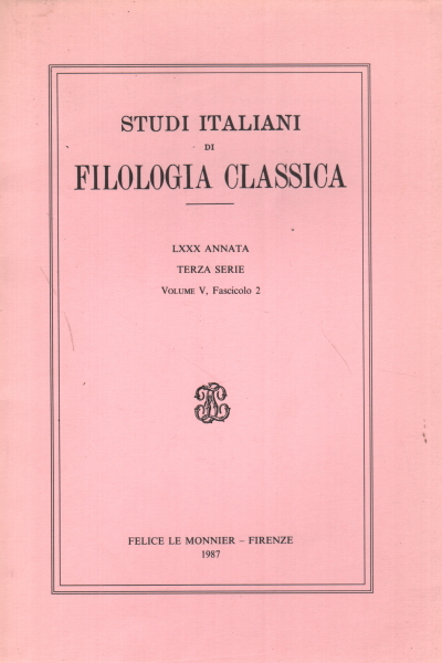 Estudios italianos de filología clásica LXXX vintage, AA.VV.