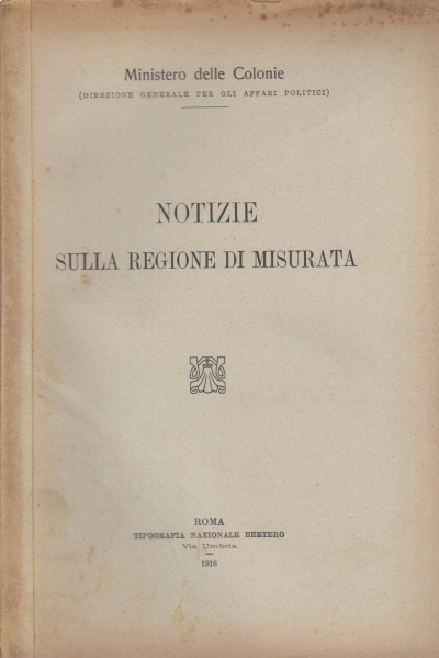 Notizie sulla regione di Misurata, s.a.