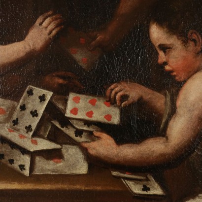 arte, arte italiano, pintura italiana antigua, pintura alegórica, putti naipes