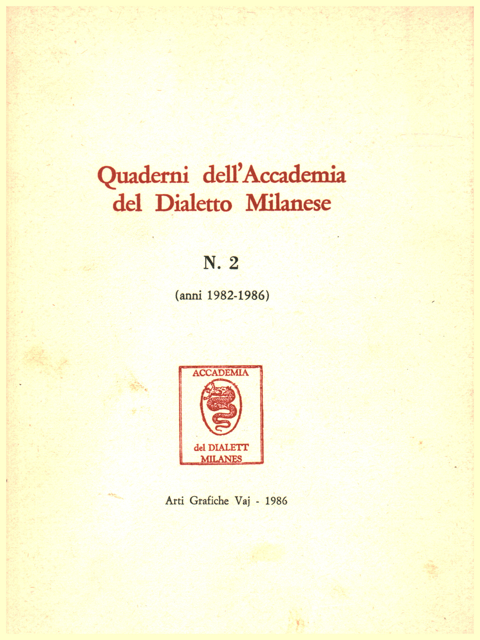 Quaderni dell'accademia of the Milanese Dialect N. 2, s.a.