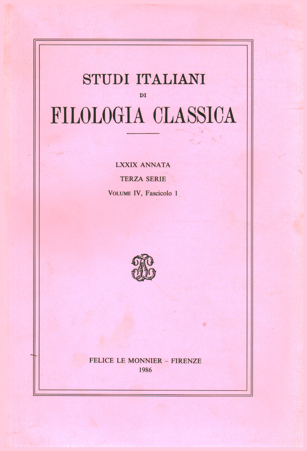 Italien des études de philologie classique, LXXIX Vintage., s.un.