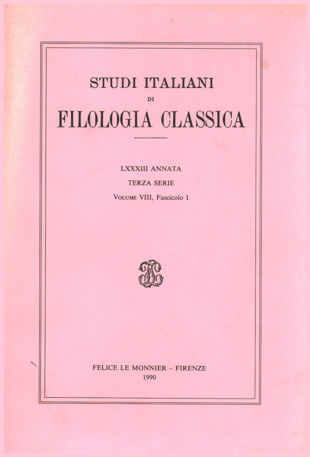 Italiano de los estudios de filología clásica, LXXXIII Annat, s.una.