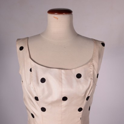 Vintage Cocktail Dress with Polka Dots, Silk, Italy 1950s-1960s