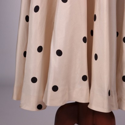 Vintage Cocktail Dress with Polka Dots, Silk, Italy 1950s-1960s