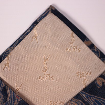 Cravate Yves Saint Laurent Pure Soie bleue avec Fleurs