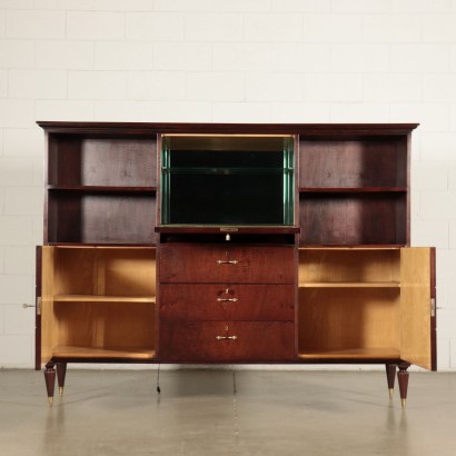 Cabinet Mahogany Veneer Brass Italy 1950s