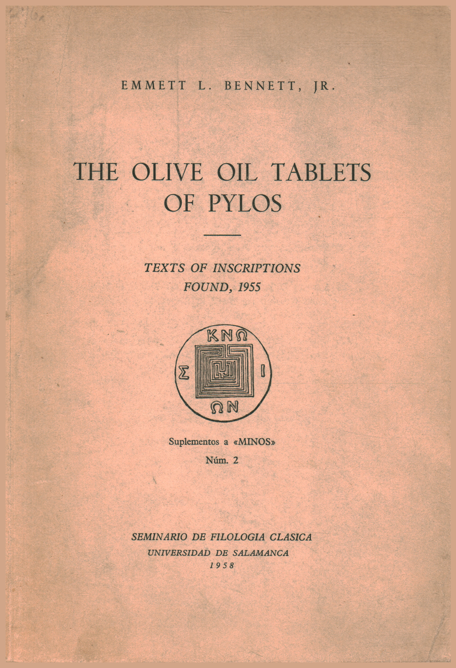 Las tabletas de aceite de oliva de pylos, Emmett L. Bennett Jr