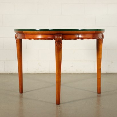 Table Hêtre Massif Acajou Verre Italie Années '50