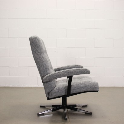 Fauteuil Pivotant Métal Chromé Mousse - Italie Années 1960