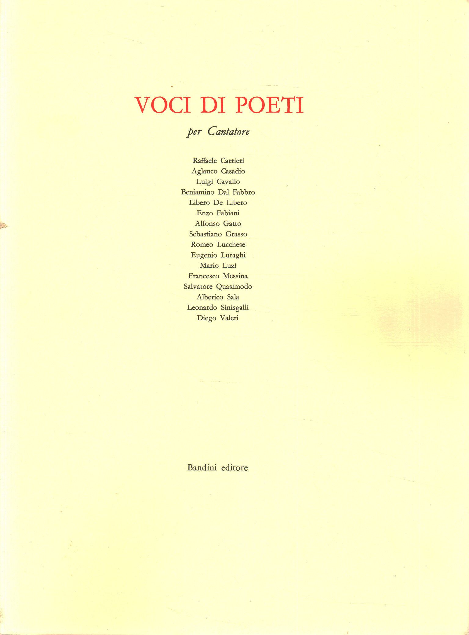 Voci di poeti per Cantatore