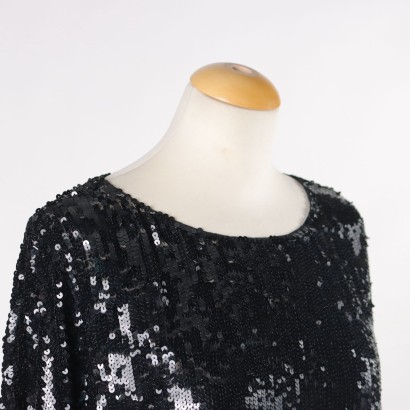 Maglia Vintage con Paillettes Nere