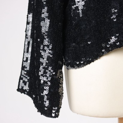 Maglia Vintage con Paillettes Nere