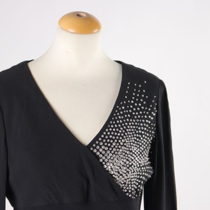 Robe Noire Paillettes Taille M Italie Années 1960-1970