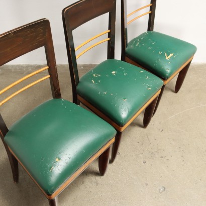 Groupe de 6 Chaises Simili Cuir Italie Années 1940