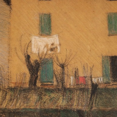 Paysage avec Ferme Crayons Couleurs sur Papier Italie 1930