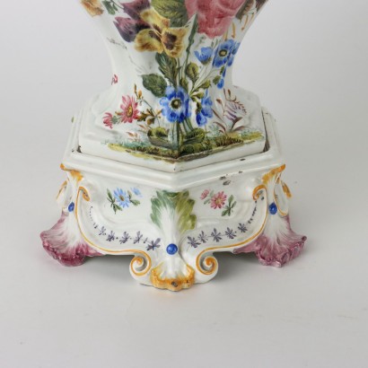 Vase avec Couvercle Passarin Majolique Italie XIXe Siècle